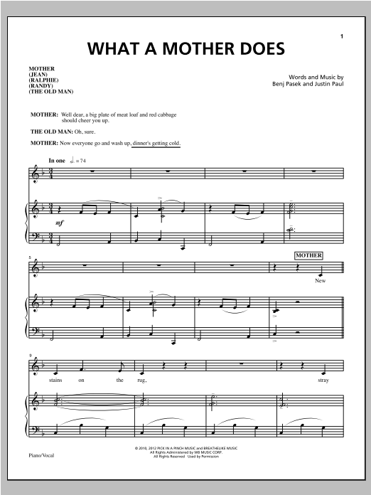 Download Pasek & Paul What A Mother Does Sheet Music