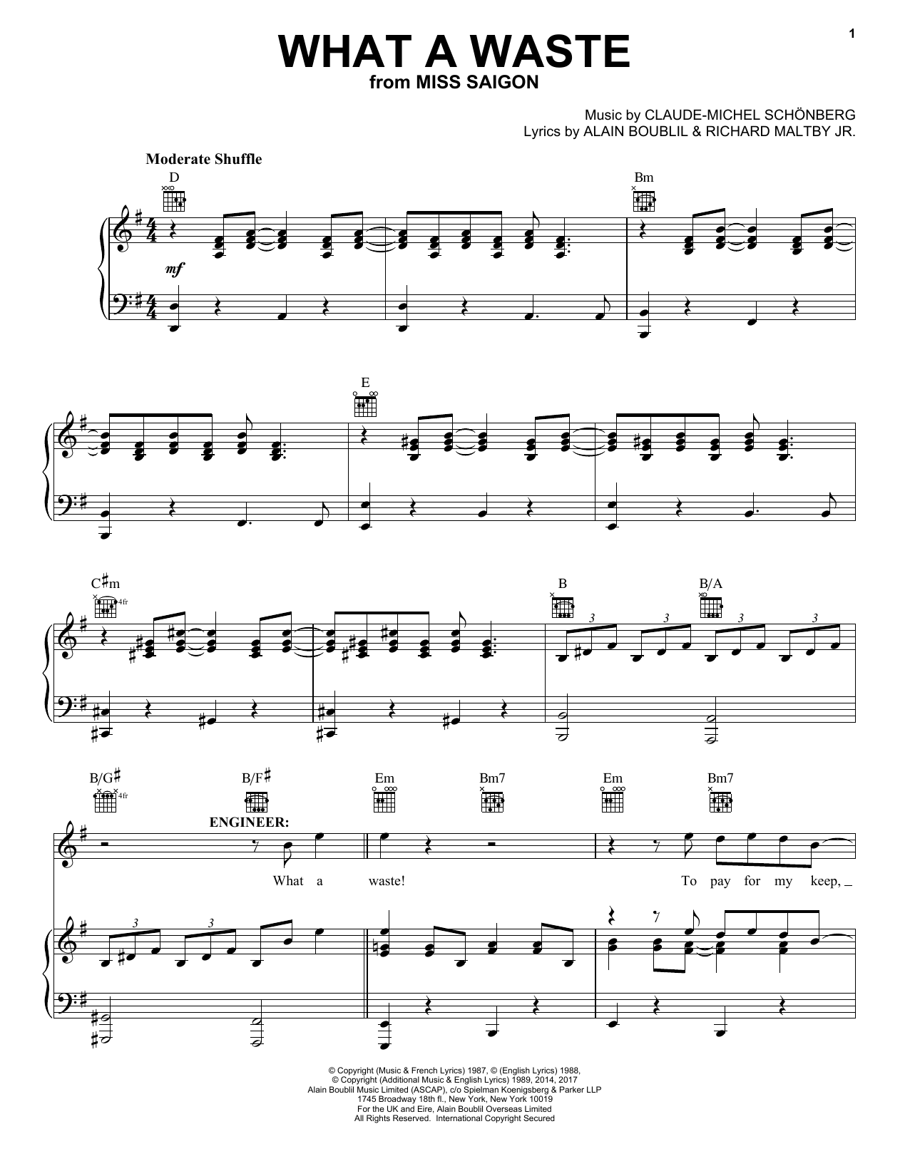 Download Boublil and Schonberg What A Waste (from Miss Saigon) Sheet Music