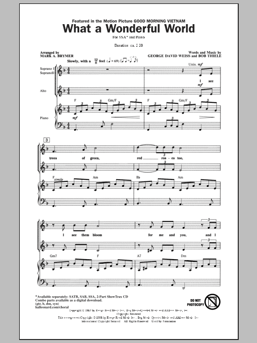 Download Louis Armstrong What A Wonderful World (arr. Mark Bryme Sheet Music