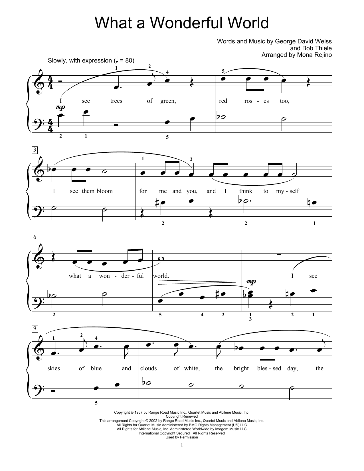 Download Louis Armstrong What A Wonderful World (arr. Mona Rejin Sheet Music