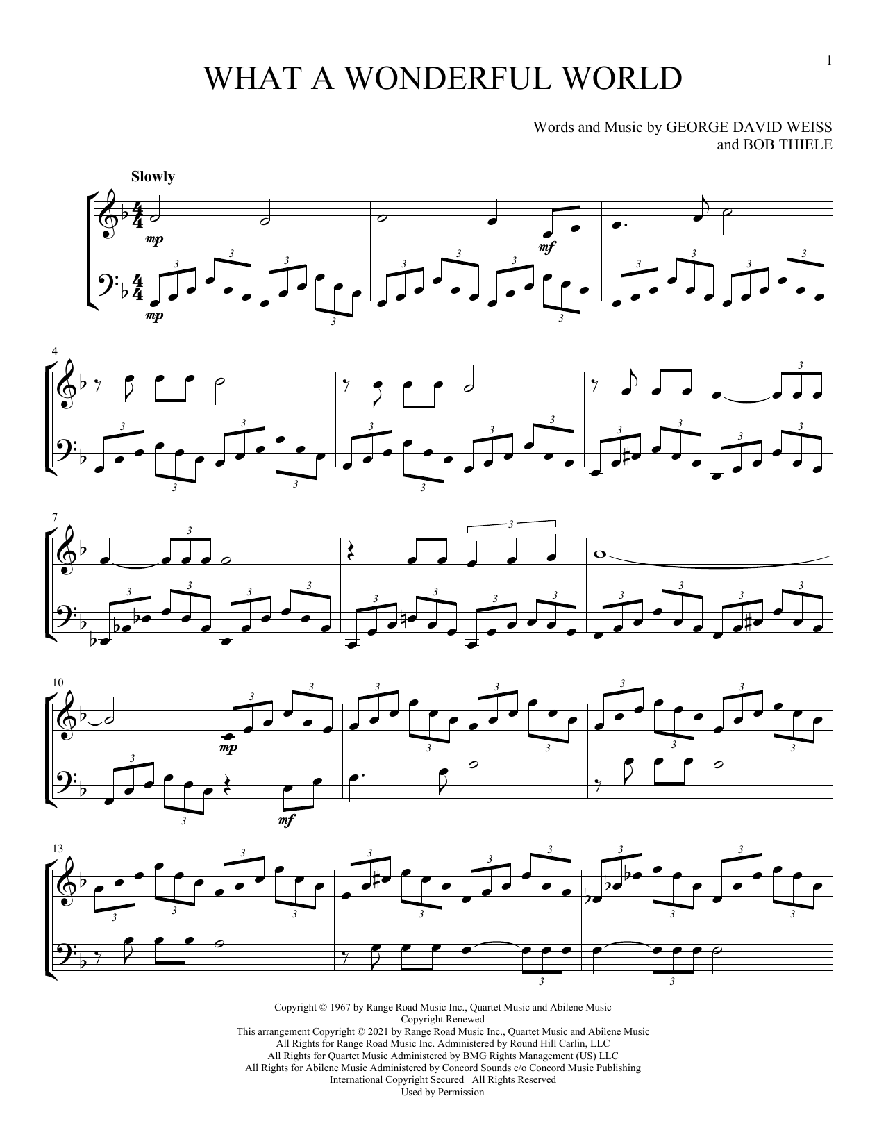Download Louis Armstrong What A Wonderful World Sheet Music
