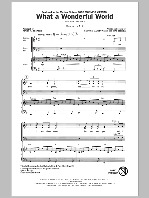 Download Louis Armstrong What A Wonderful World (arr. Mark Bryme Sheet Music