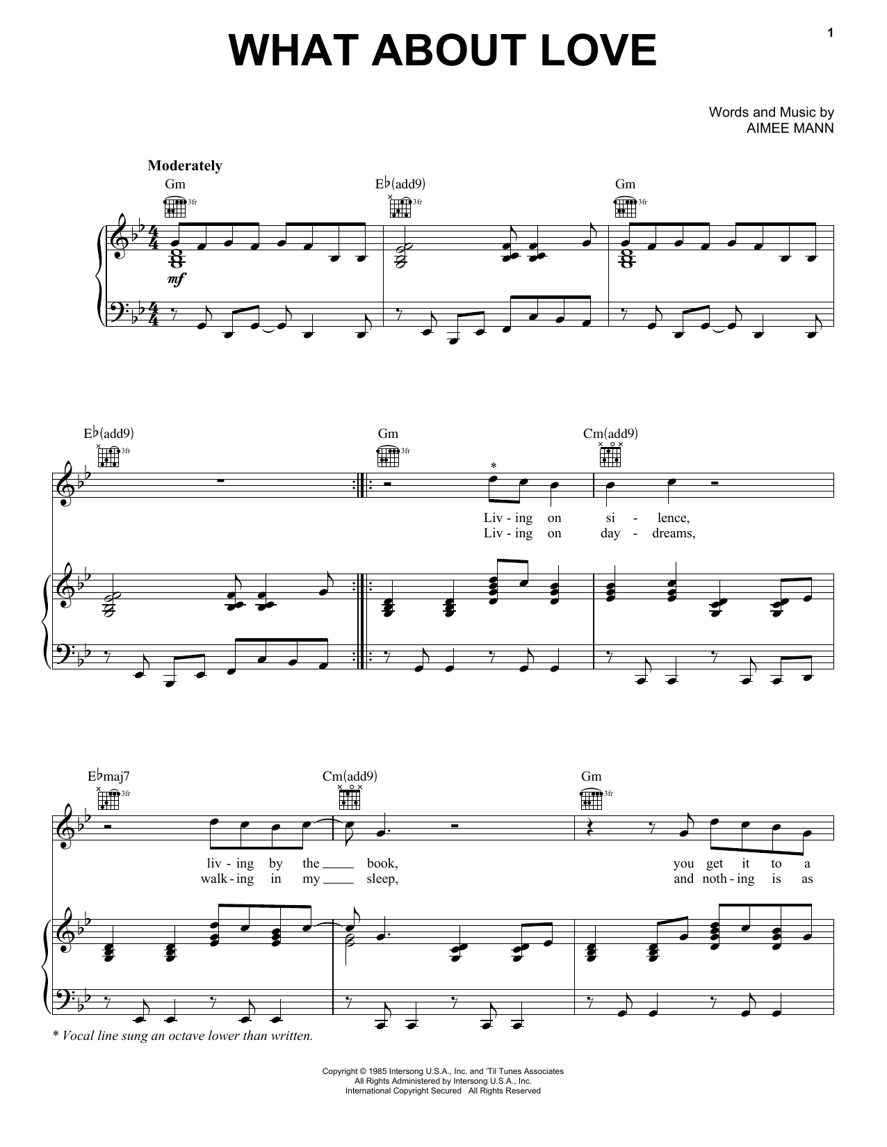 Download 'Til Tuesday What About Love Sheet Music