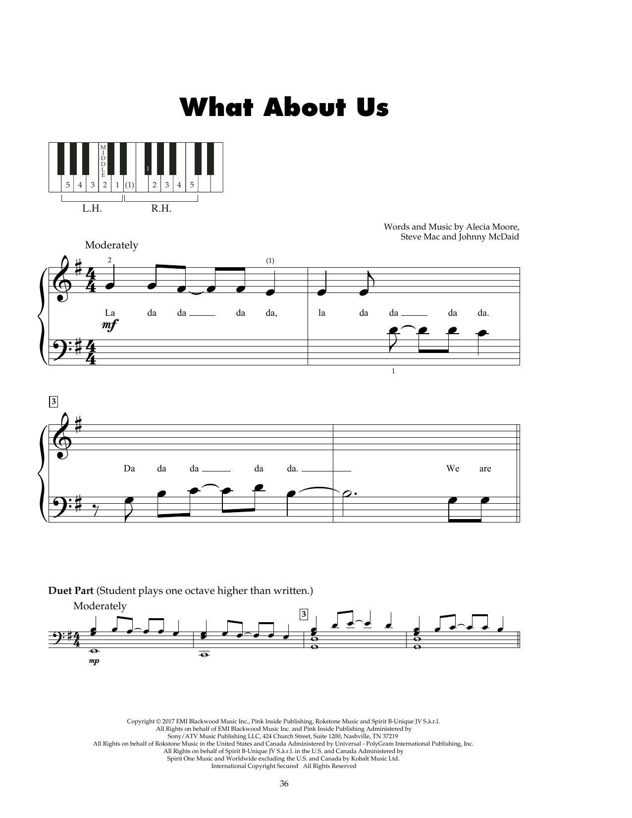 Download P!nk What About Us Sheet Music