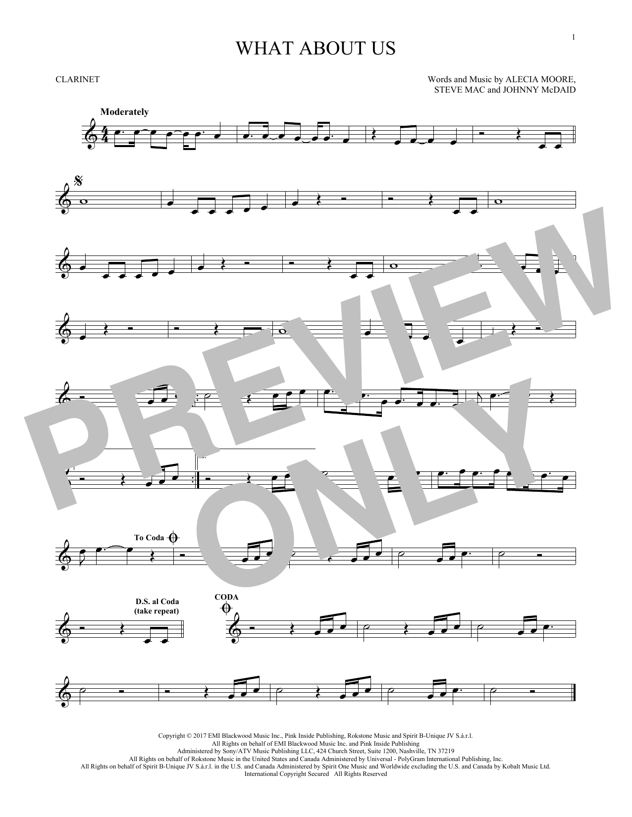 Download P!nk What About Us Sheet Music