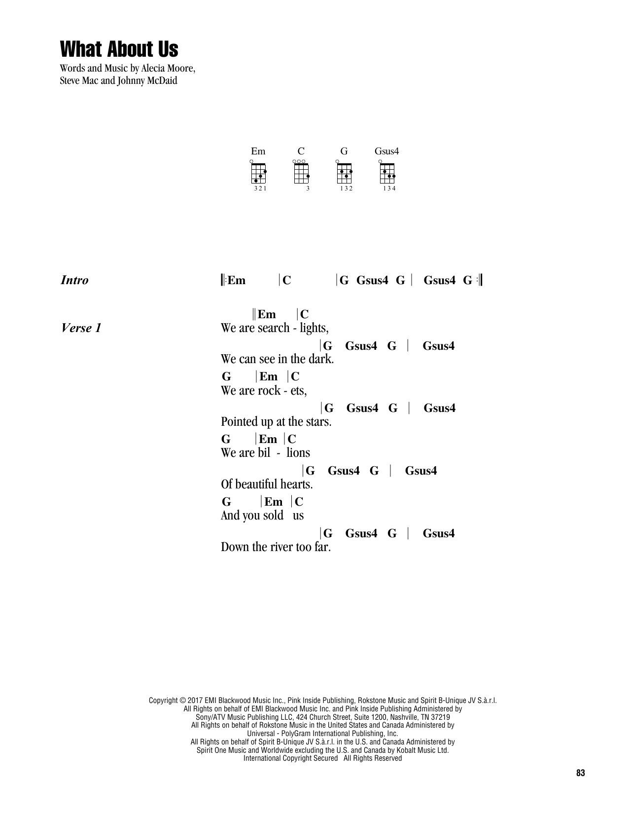 Download Pink What About Us Sheet Music
