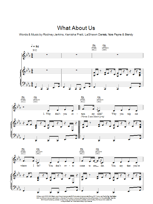 Download Brandy What About Us? Sheet Music