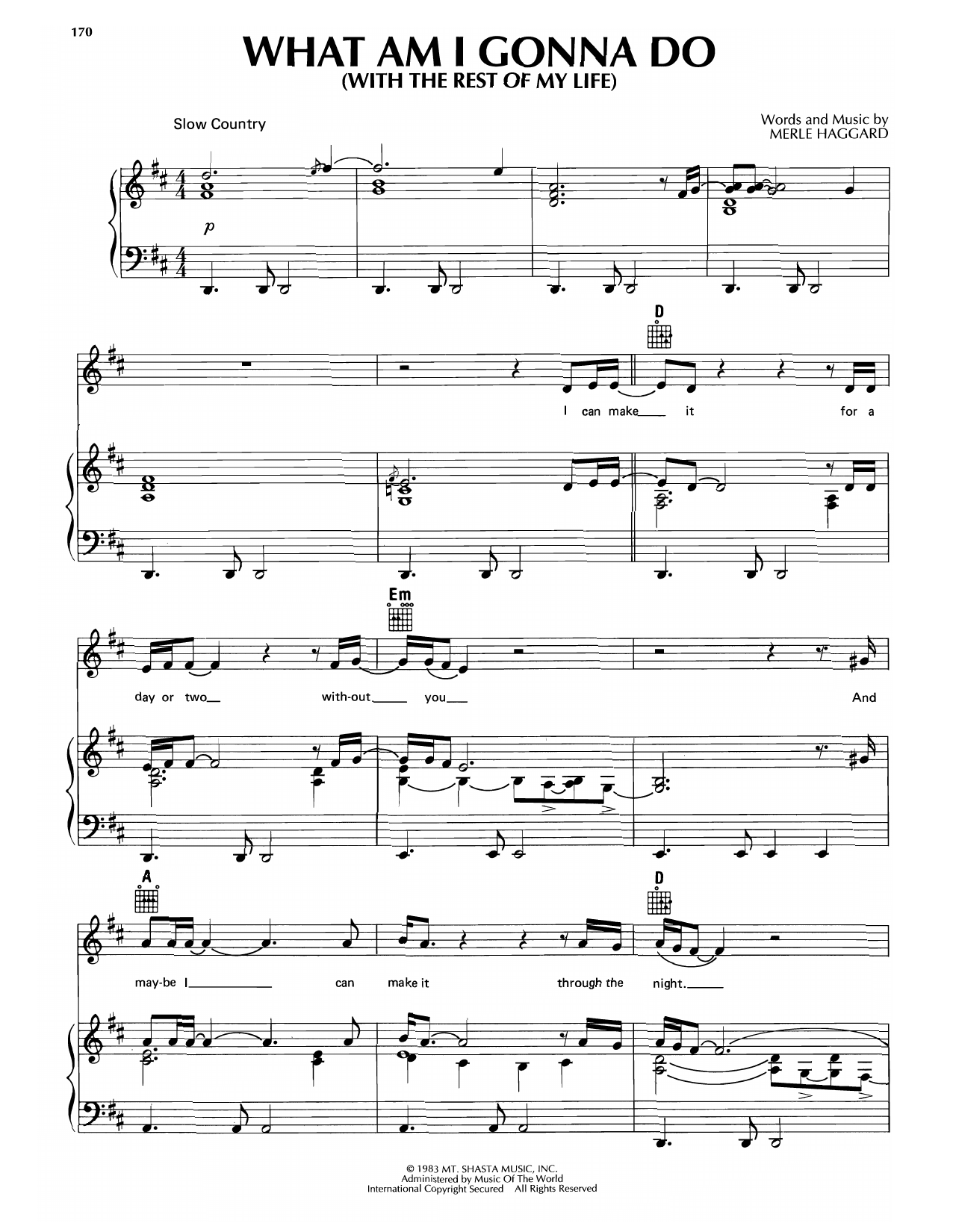 Download Merle Haggard What Am I Gonna Do (With The Rest Of My Sheet Music