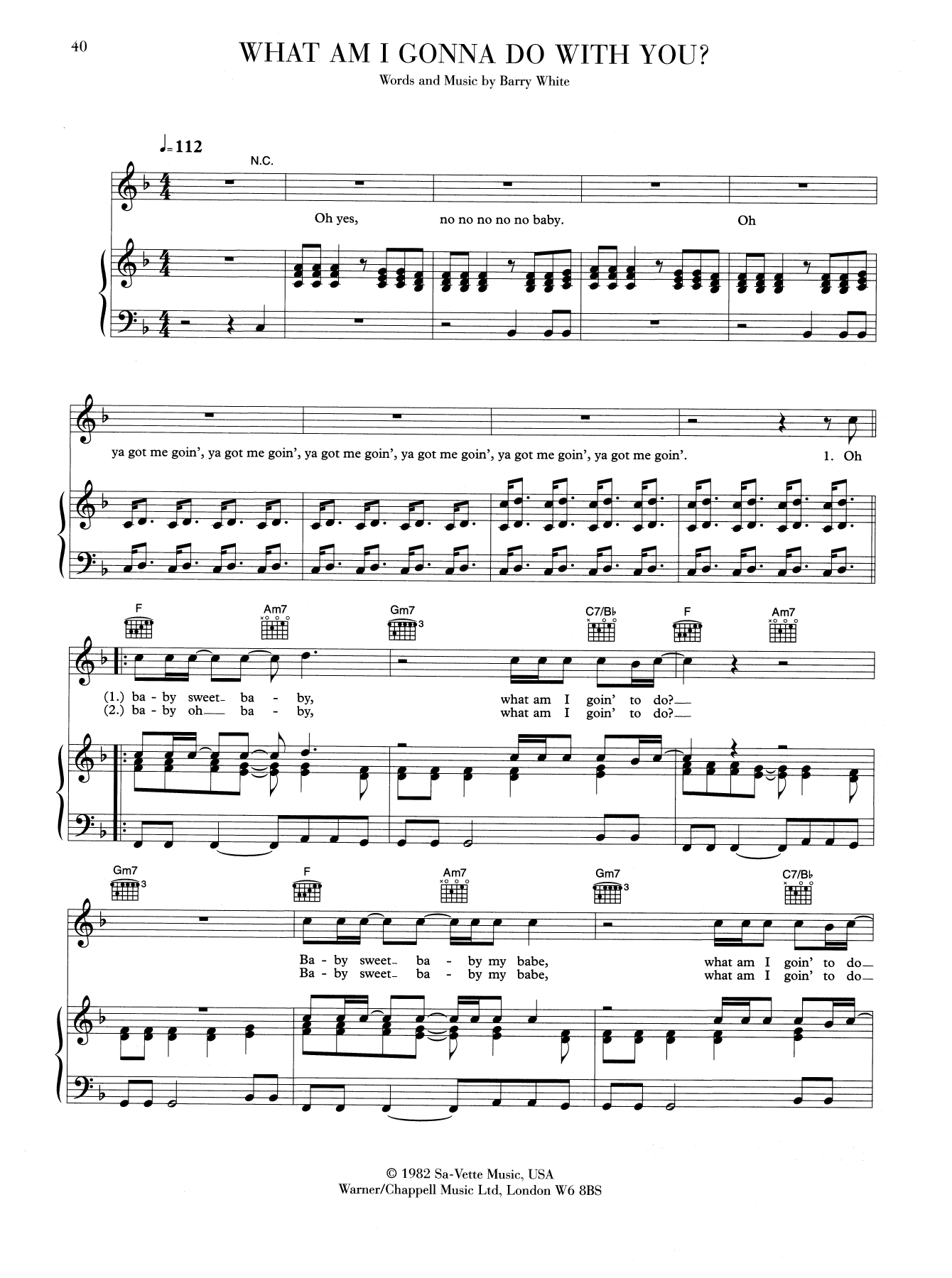 Download Barry White What Am I Gonna Do With You Sheet Music