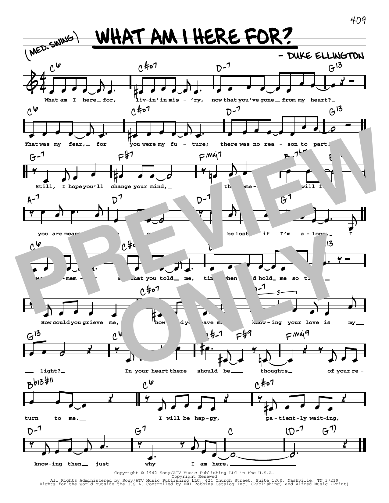 Download Duke Ellington What Am I Here For? (Low Voice) Sheet Music
