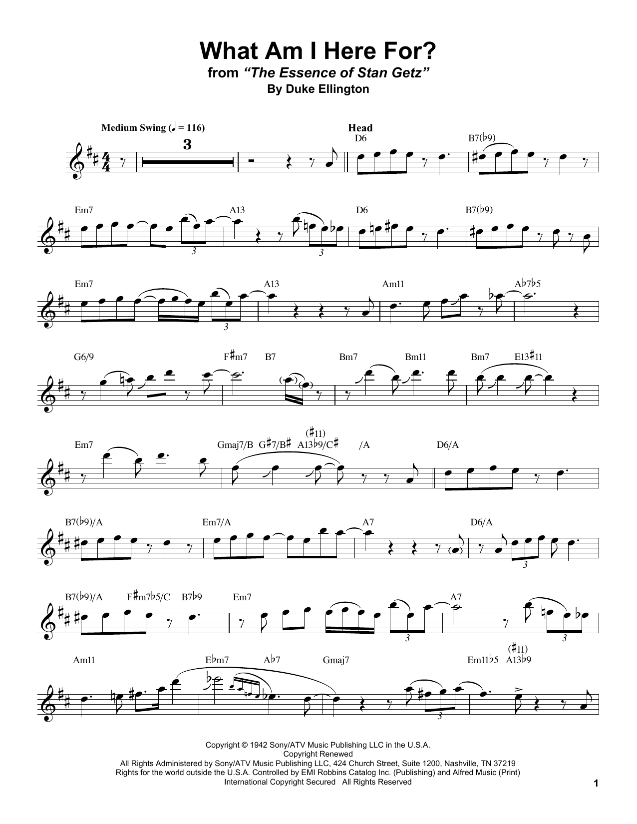 Download Stan Getz What Am I Here For? Sheet Music