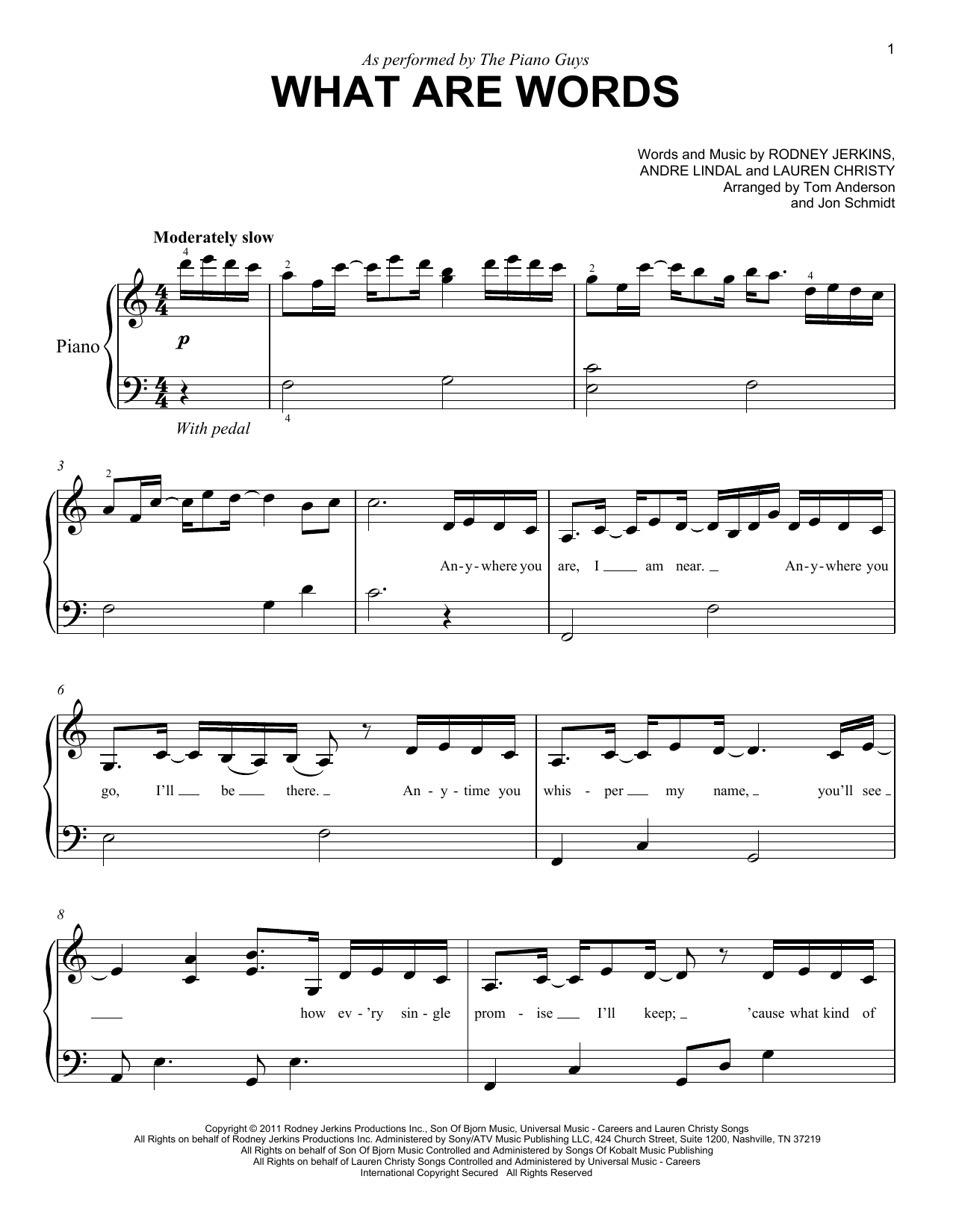 Download The Piano Guys What Are Words Sheet Music