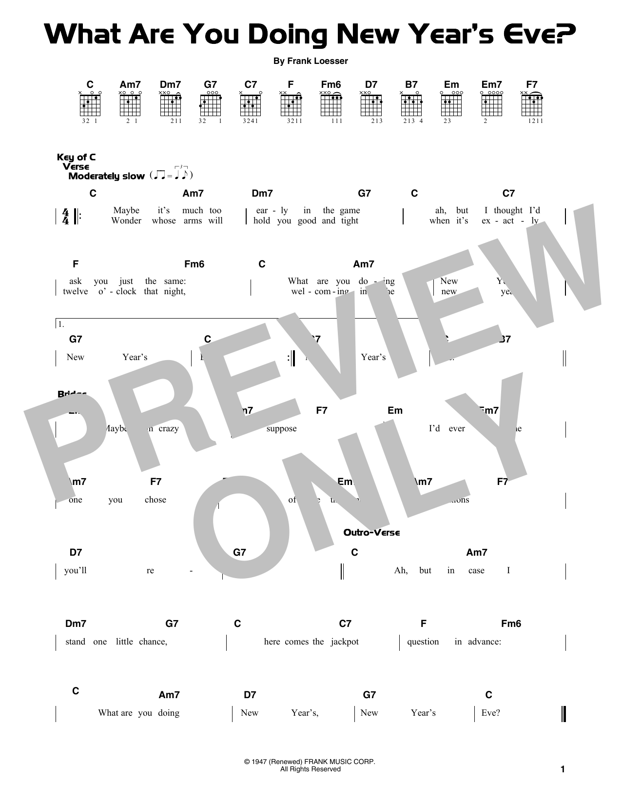 Download Frank Loesser What Are You Doing New Year's Eve? Sheet Music