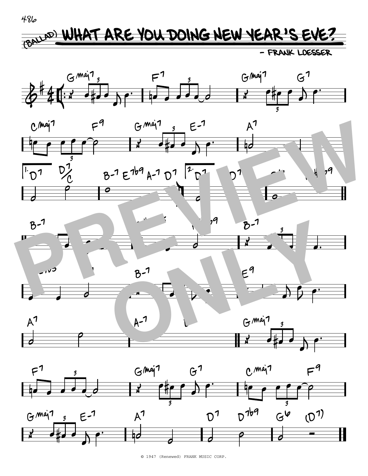 Download Frank Loesser What Are You Doing New Year's Eve? Sheet Music