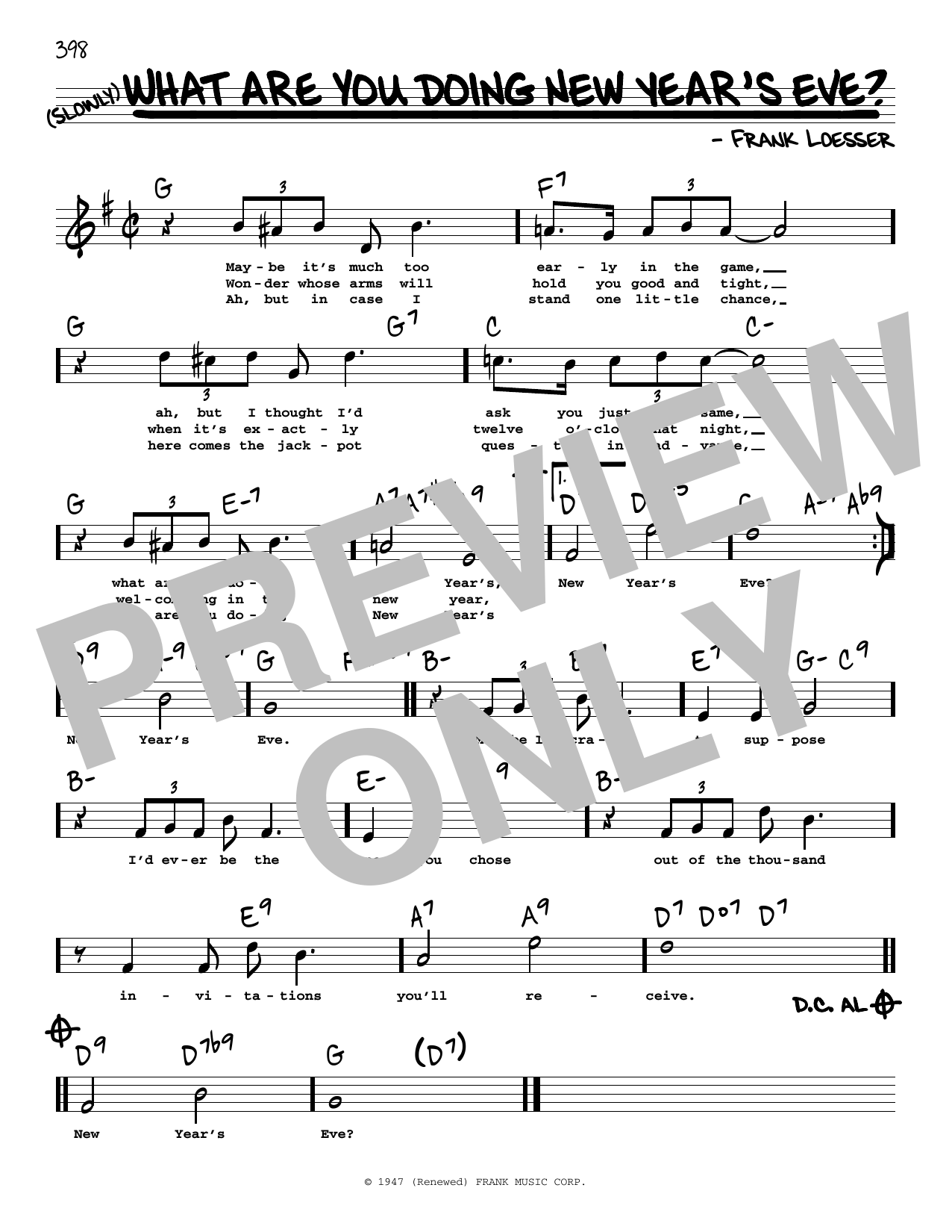 Download Frank Loesser What Are You Doing New Year's Eve? (Hig Sheet Music