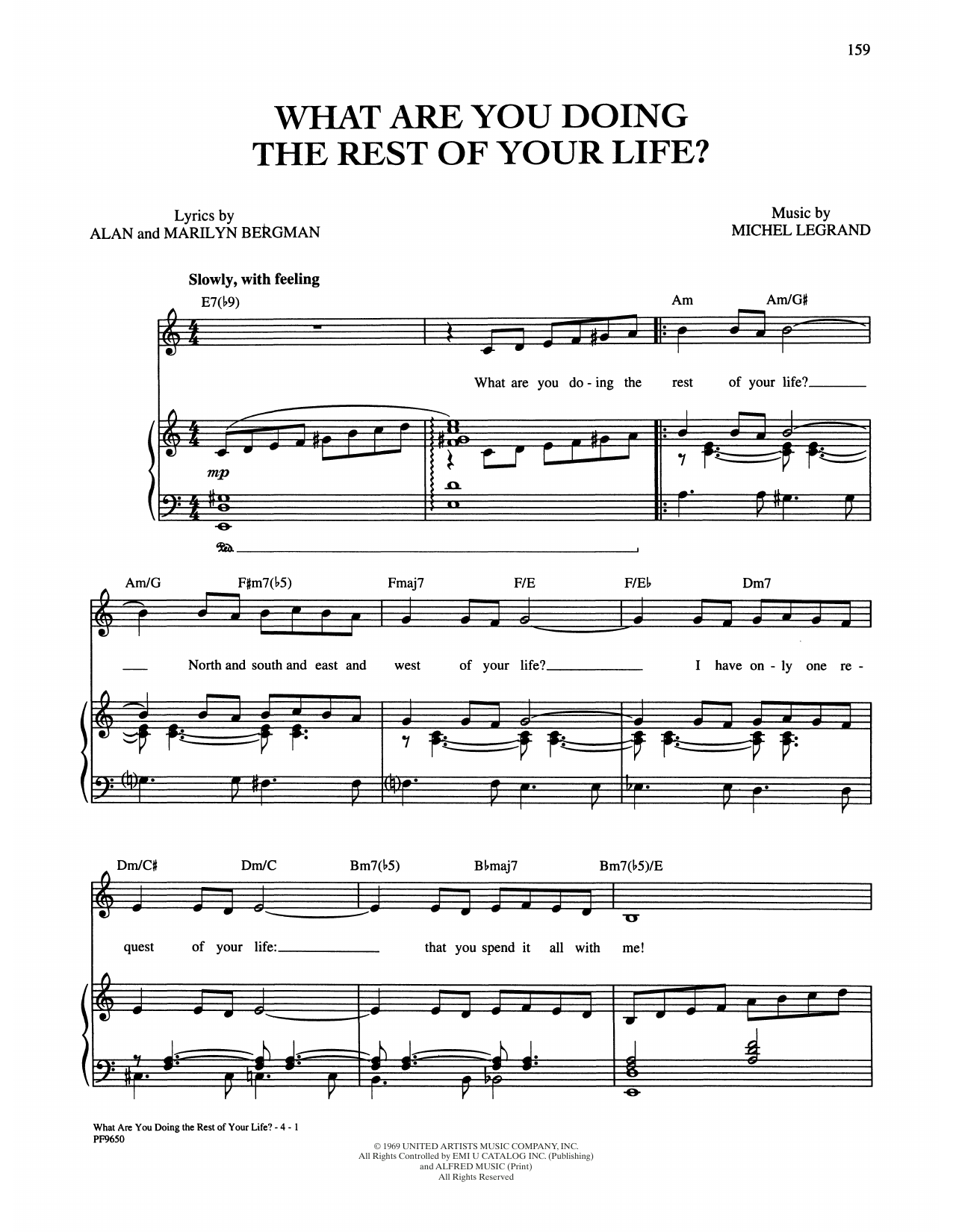 Download Alan and Marilyn Bergman and Michel What Are You Doing The Rest Of Your Lif Sheet Music