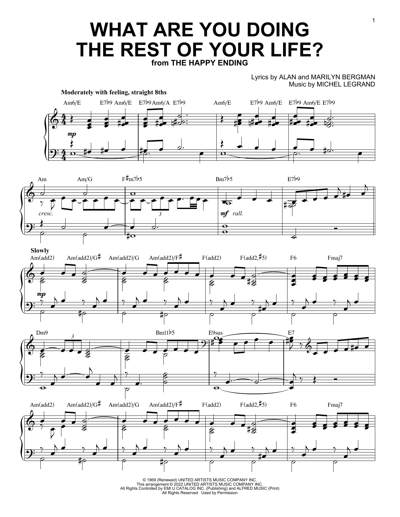 Download Alan and Marilyn Bergman and Michel What Are You Doing The Rest Of Your Lif Sheet Music