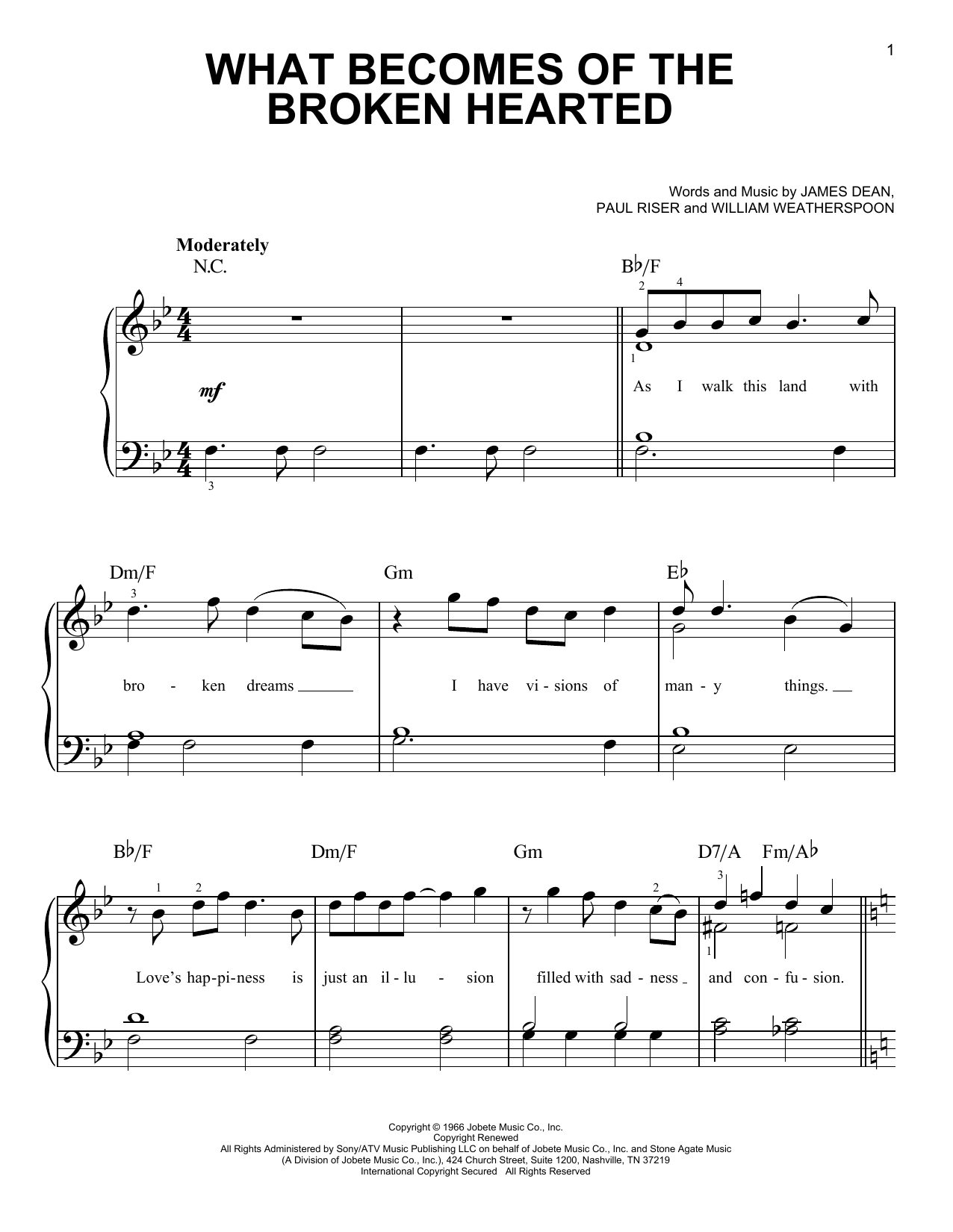 Download Jimmy Ruffin What Becomes Of The Broken Hearted Sheet Music