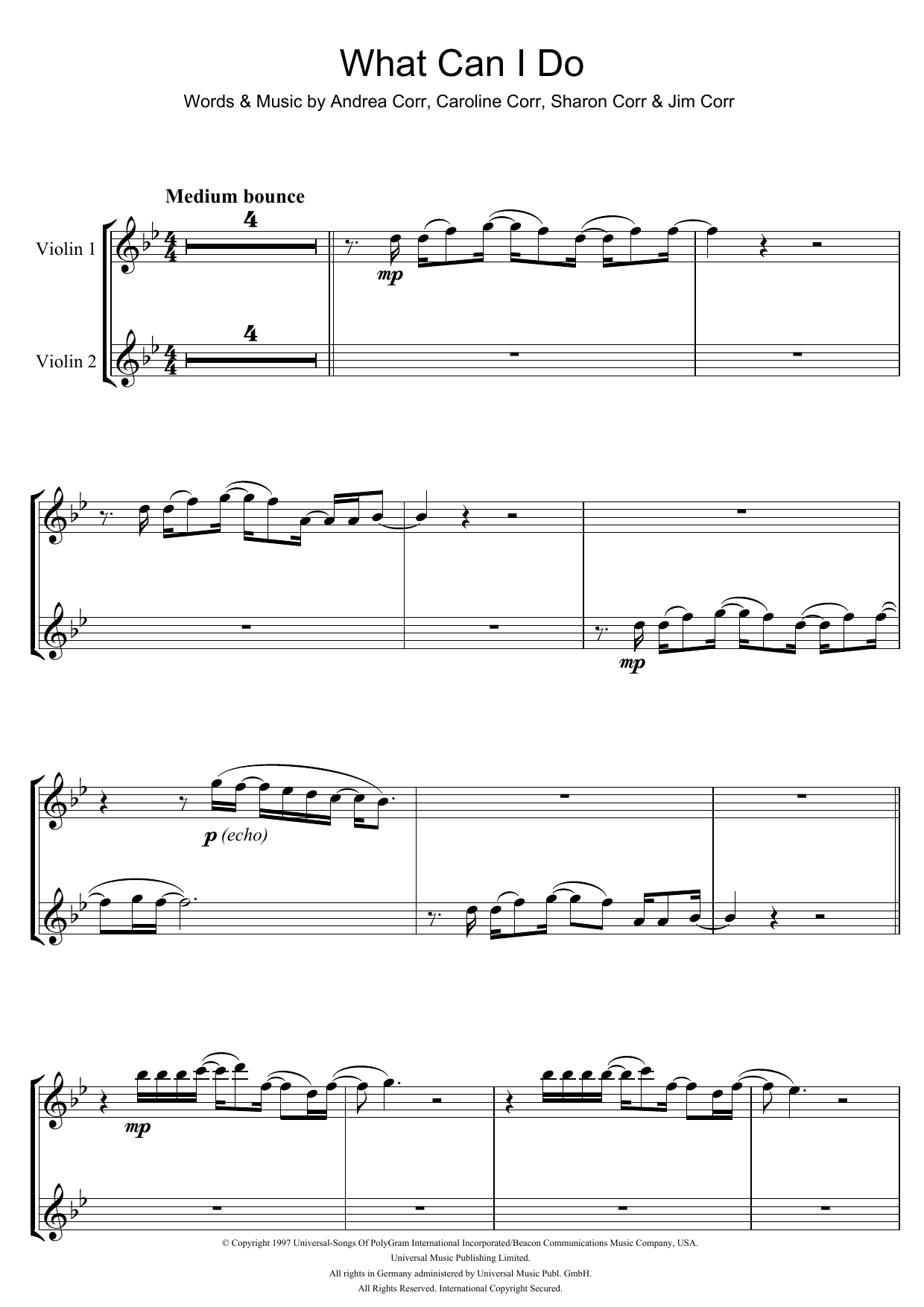 Download The Corrs What Can I Do Sheet Music