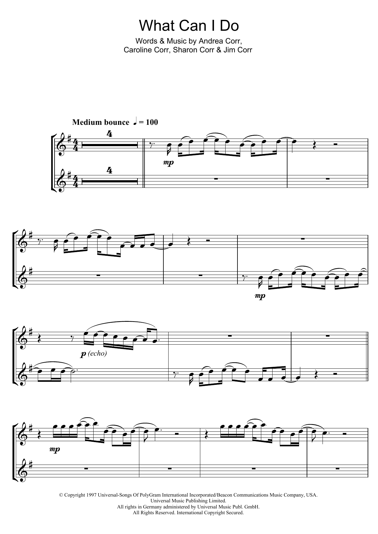 Download The Corrs What Can I Do Sheet Music