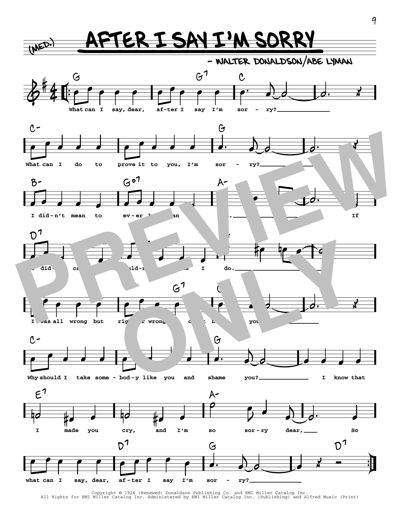 Download Walter Donaldson What Can I Say After I Say I'm Sorry (a Sheet Music