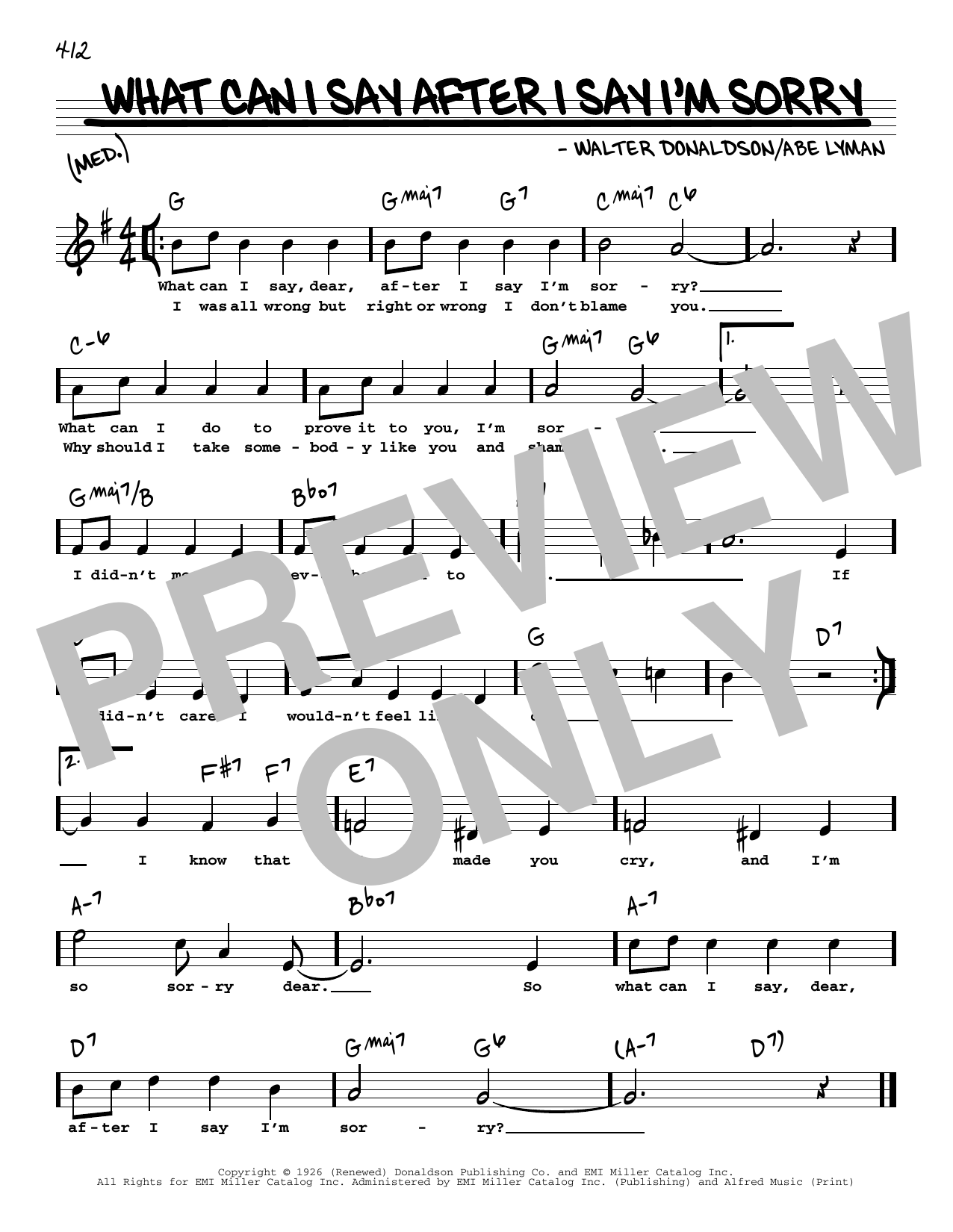 Download Abe Lyman What Can I Say After I Say I'm Sorry (H Sheet Music