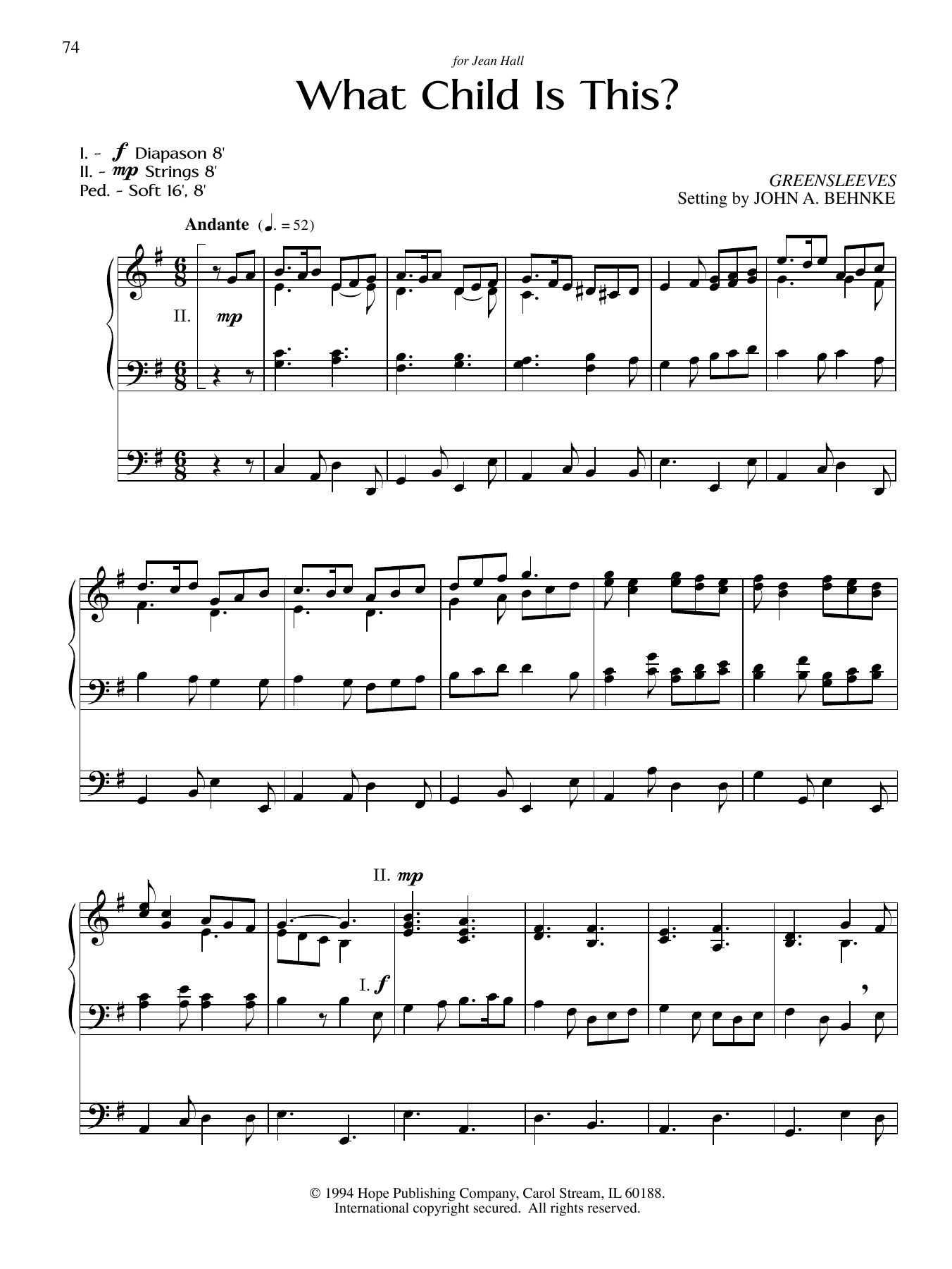 Download John A. Behnke What Child Is This? Sheet Music