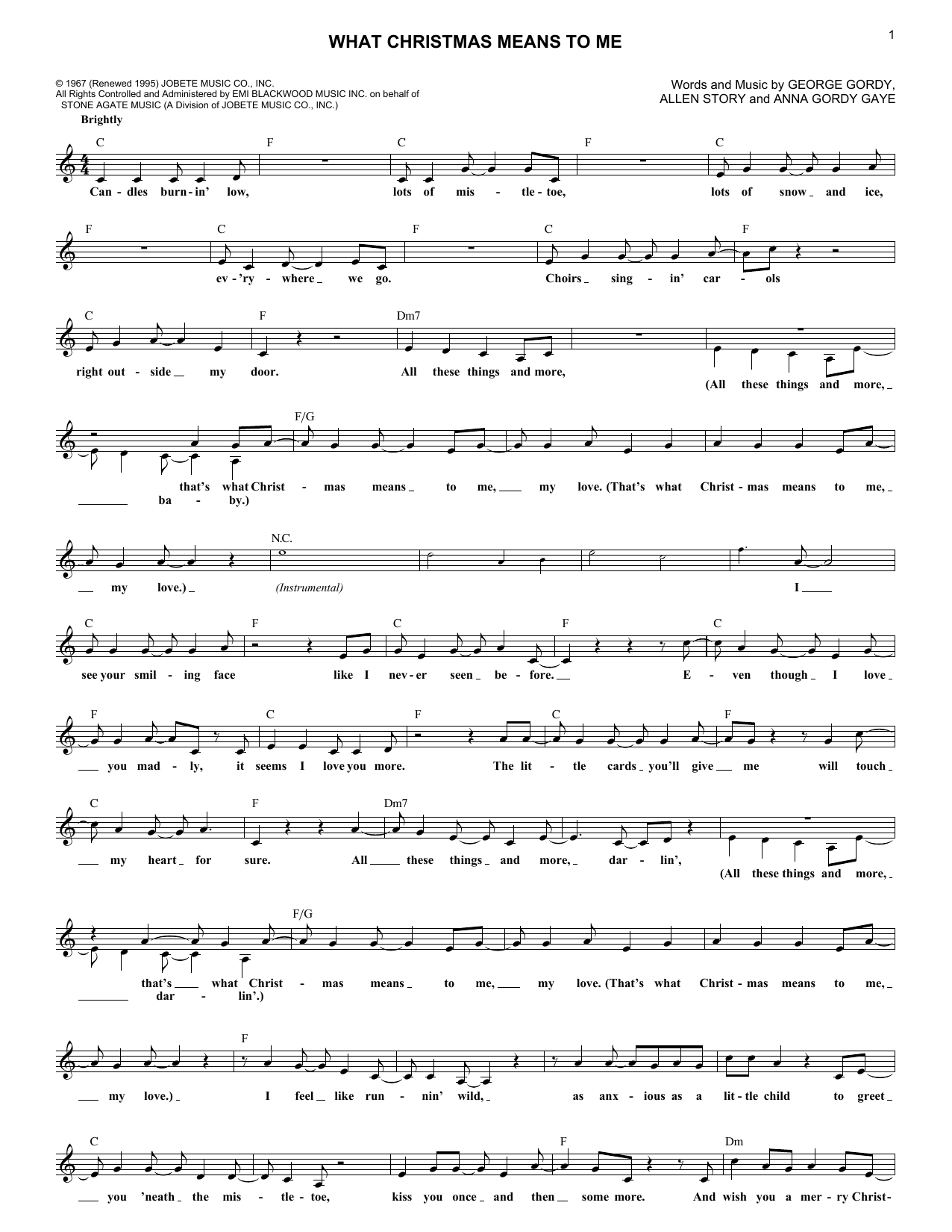 Download George Gordy What Christmas Means To Me Sheet Music