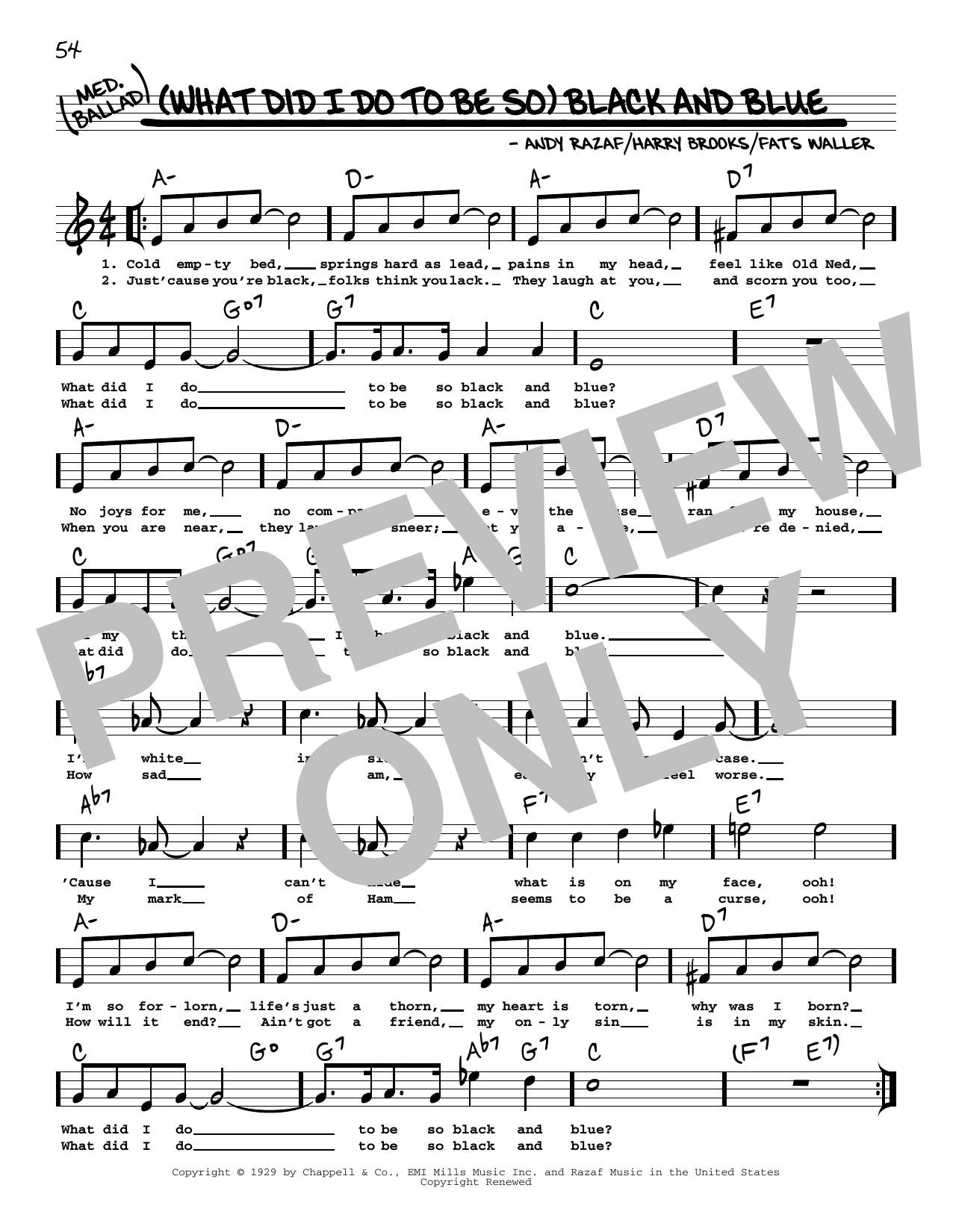 Download Fats Waller (What Did I Do To Be So) Black And Blue Sheet Music