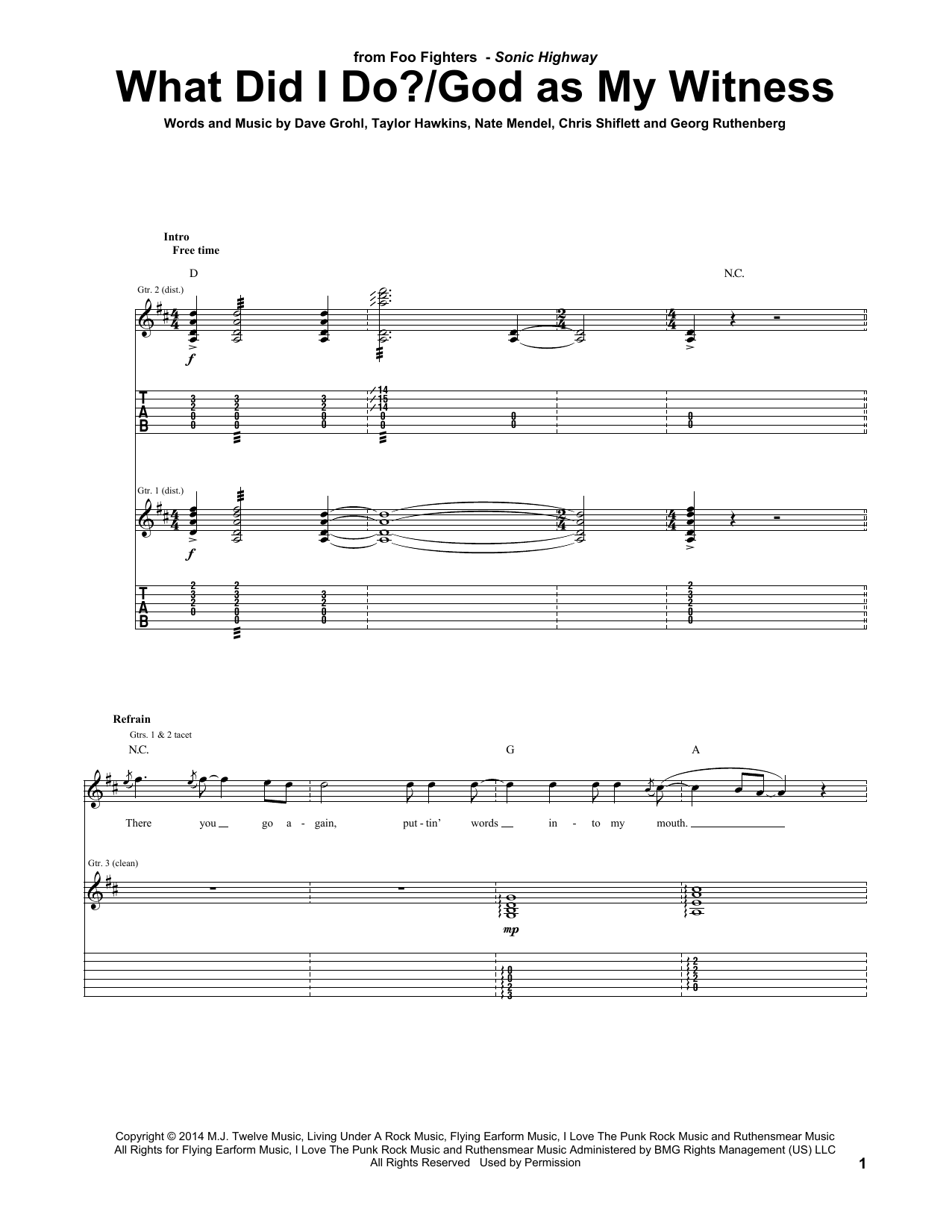 Download Foo Fighters What Did I Do?/God As My Witness Sheet Music