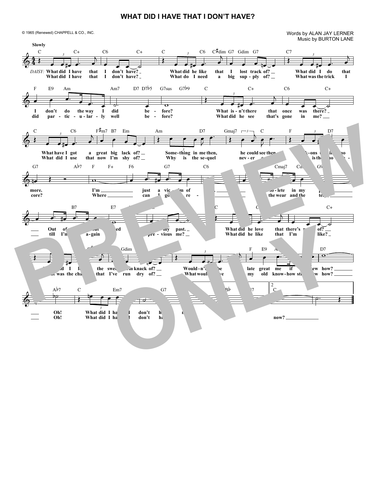 Download Burton Lane What Did I Have That I Don't Have? (fro Sheet Music