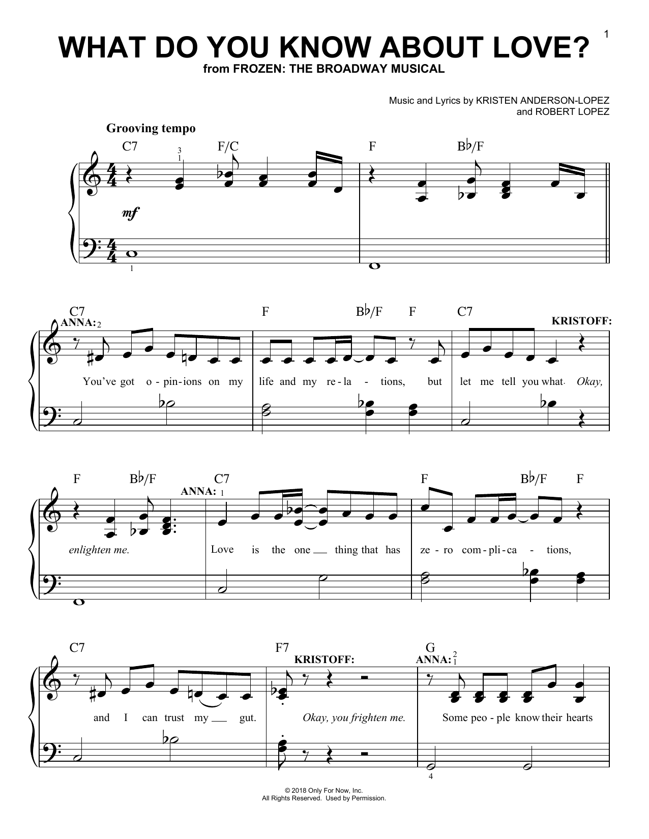 Download Kristen Anderson-Lopez & Robert Lope What Do You Know About Love? (from Froz Sheet Music