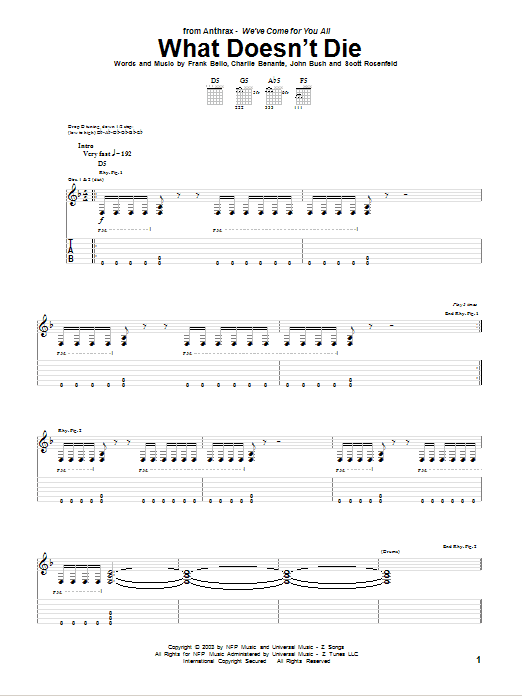 Download Anthrax What Doesn't Die Sheet Music