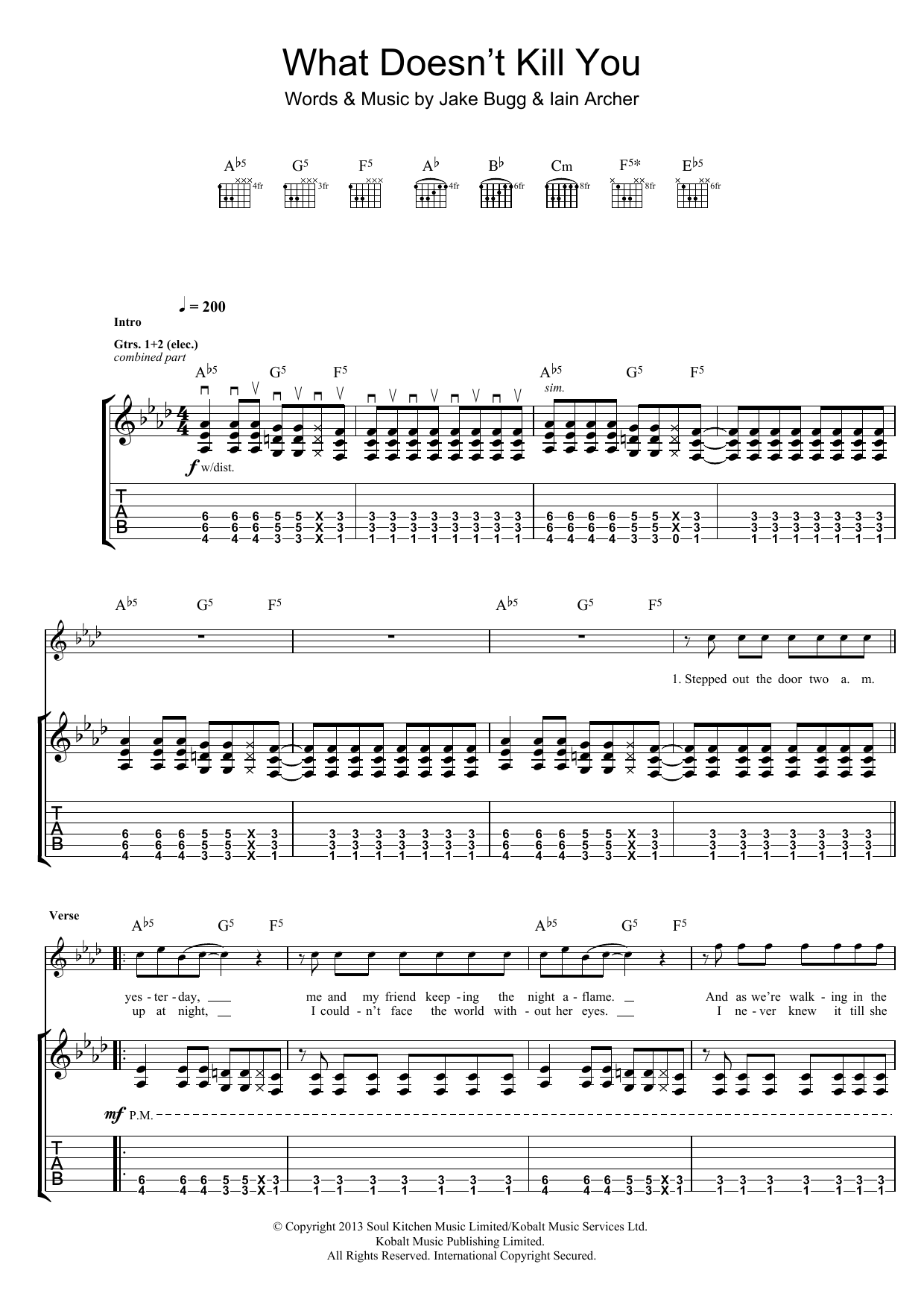 Download Jake Bugg What Doesn't Kill You Sheet Music