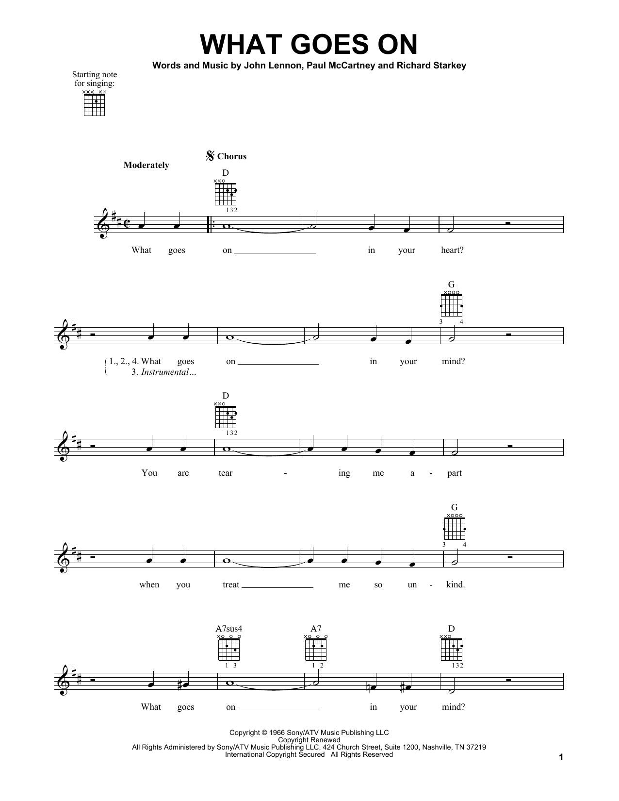 Download The Beatles What Goes On Sheet Music