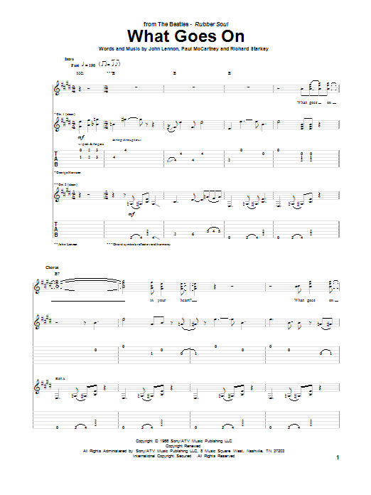 Download The Beatles What Goes On Sheet Music