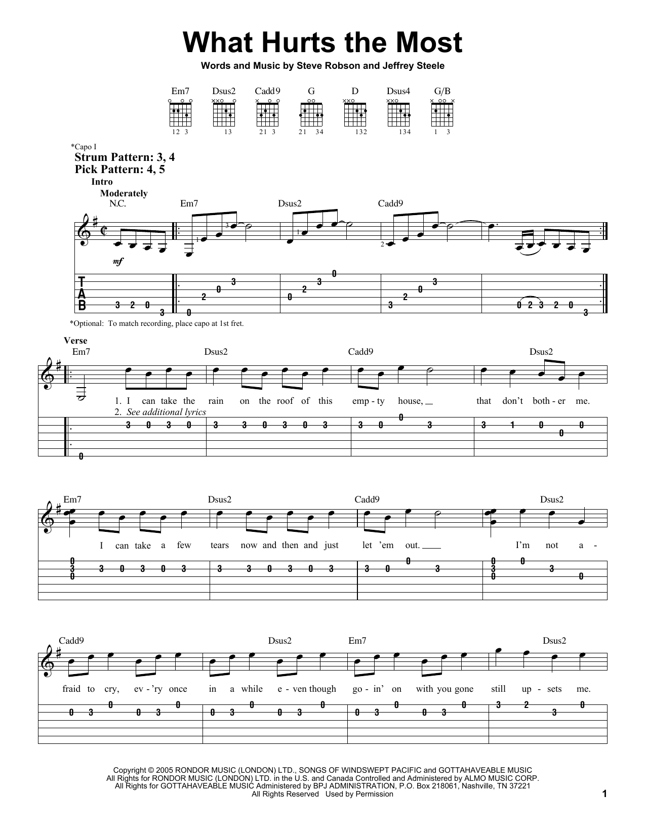 Download Rascal Flatts What Hurts The Most Sheet Music