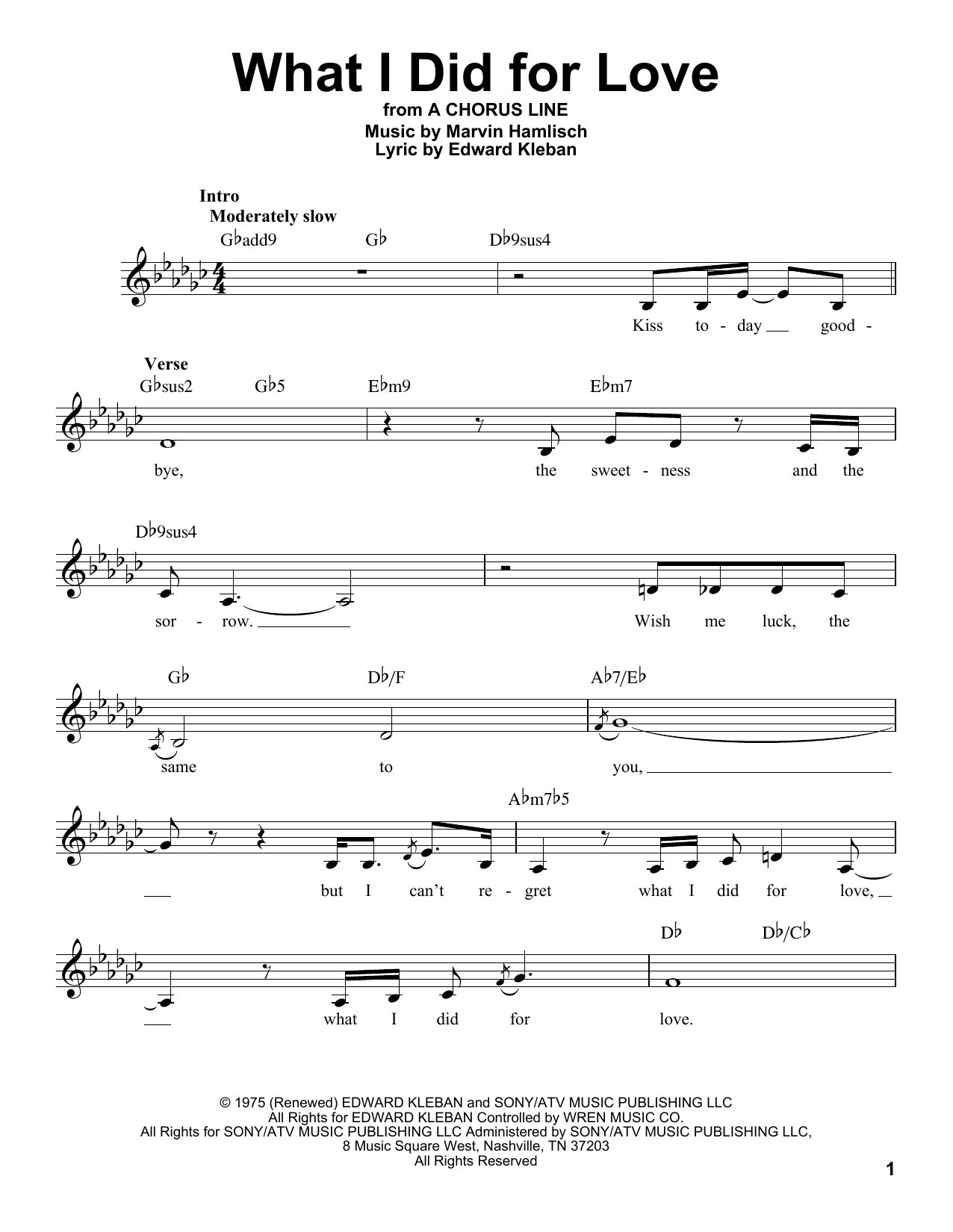 Download Marvin Hamlisch What I Did For Love Sheet Music