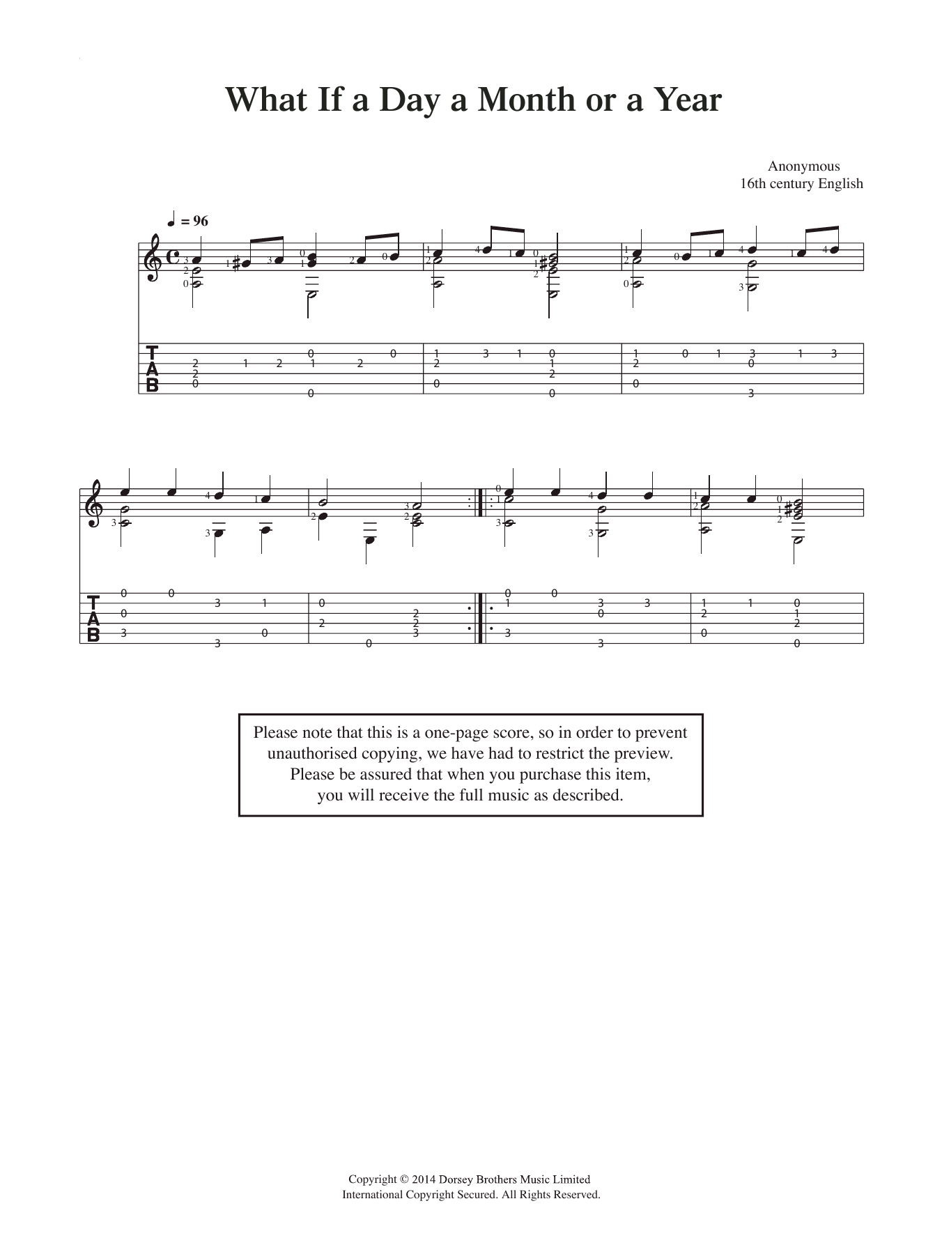 Download Anonymous What If A Day A Month Or A Year Sheet Music