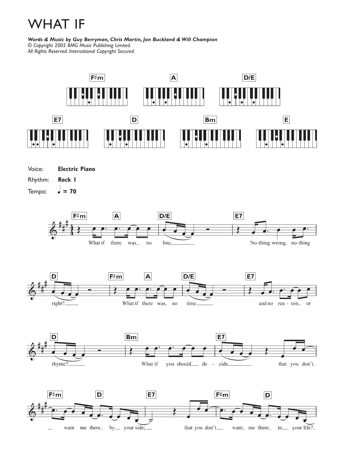 Download Coldplay What If? Sheet Music