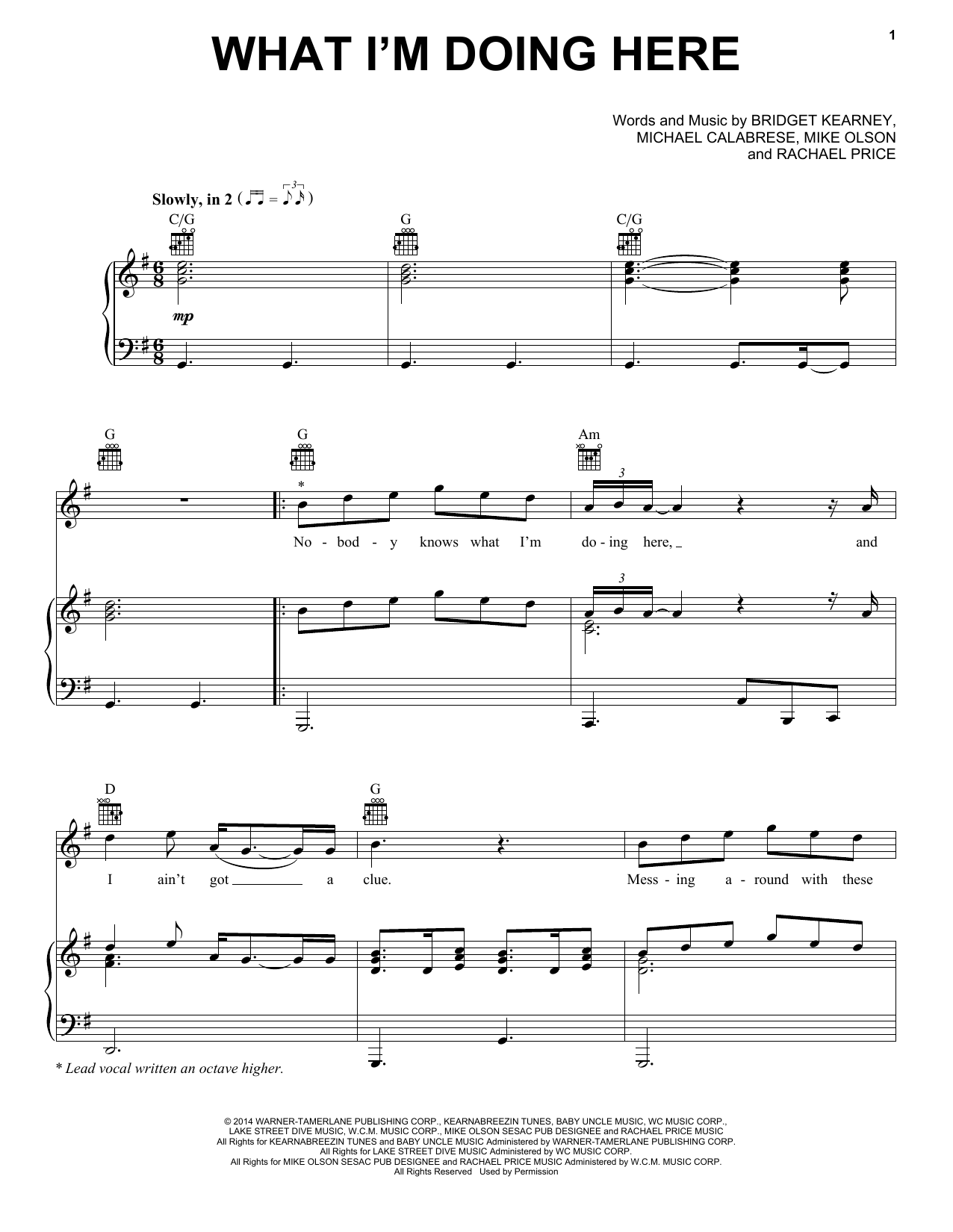 Download Lake Street Dive What I'm Doing Here Sheet Music