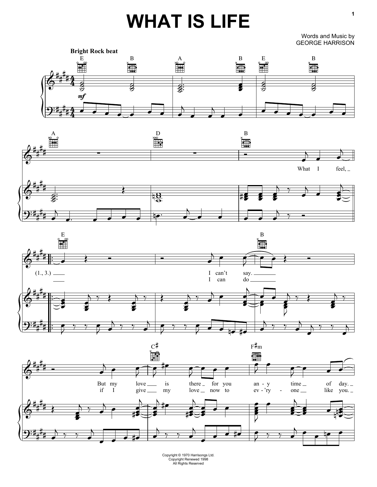 Download George Harrison What Is Life Sheet Music