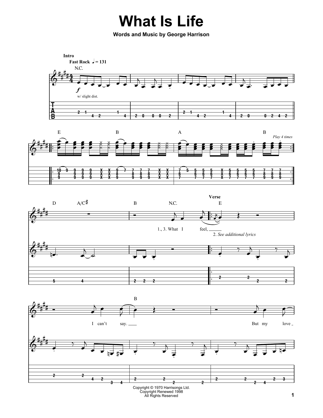 Download George Harrison What Is Life Sheet Music
