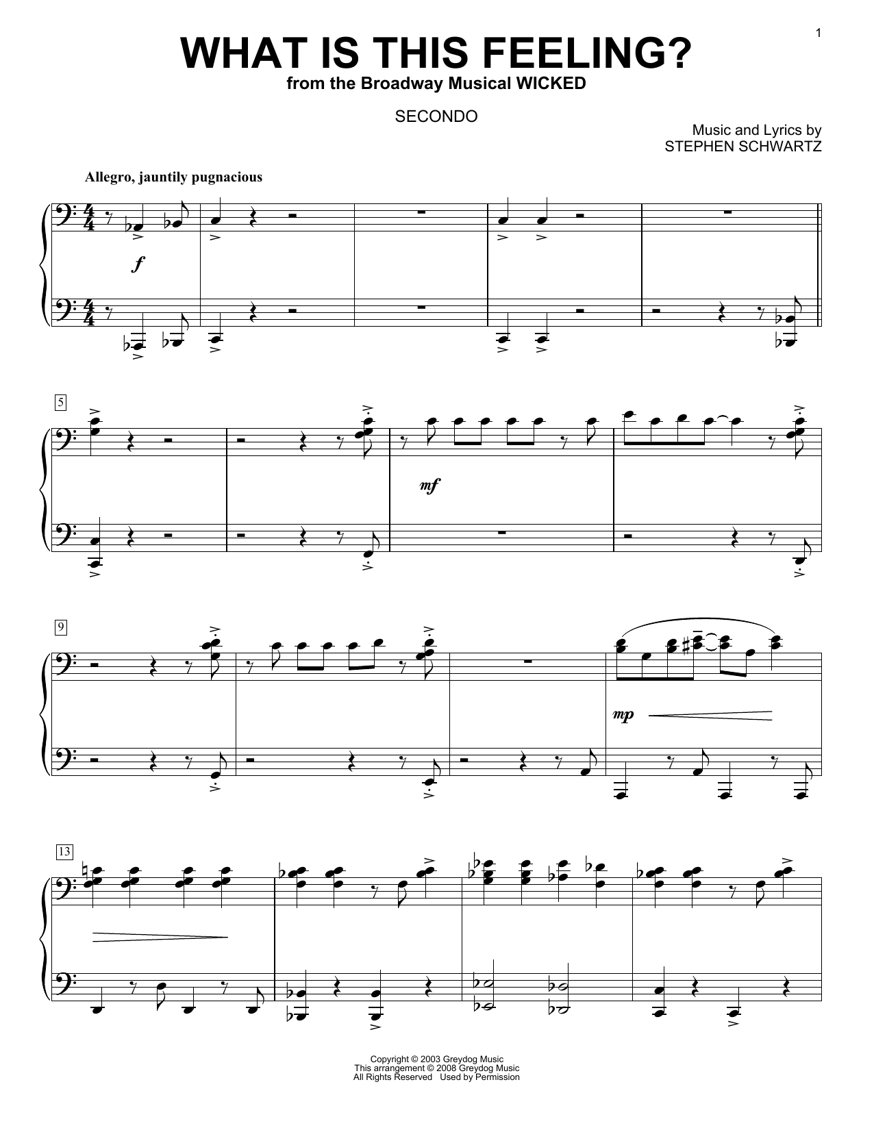 Download Stephen Schwartz What Is This Feeling? (from Wicked) (ar Sheet Music