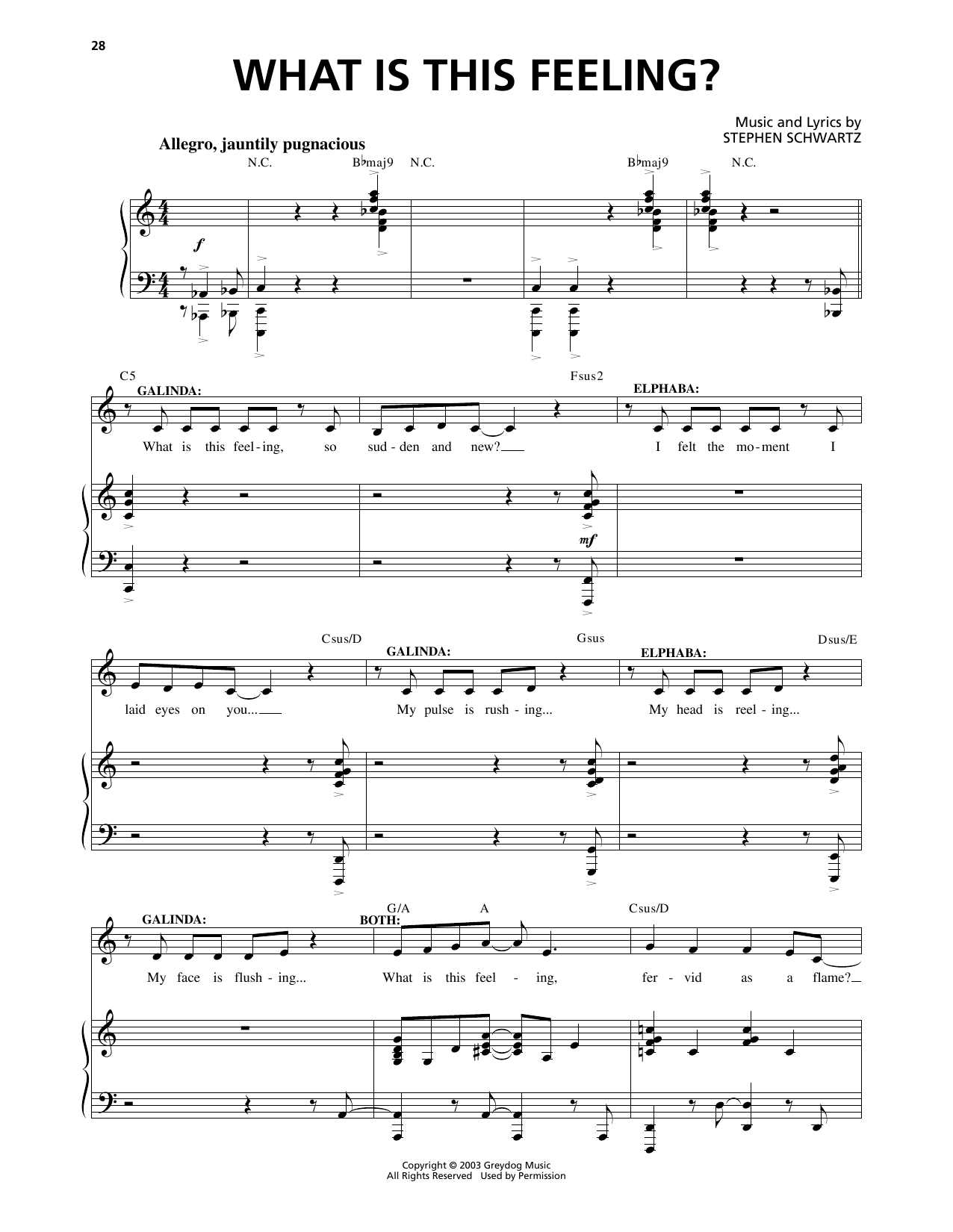 Download Stephen Schwartz What Is This Feeling? (from Wicked) Sheet Music