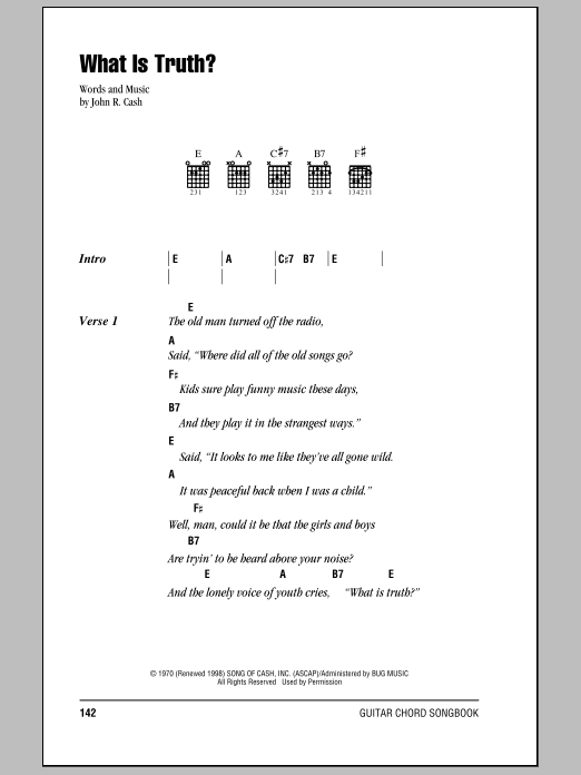 Download Johnny Cash What Is Truth? Sheet Music