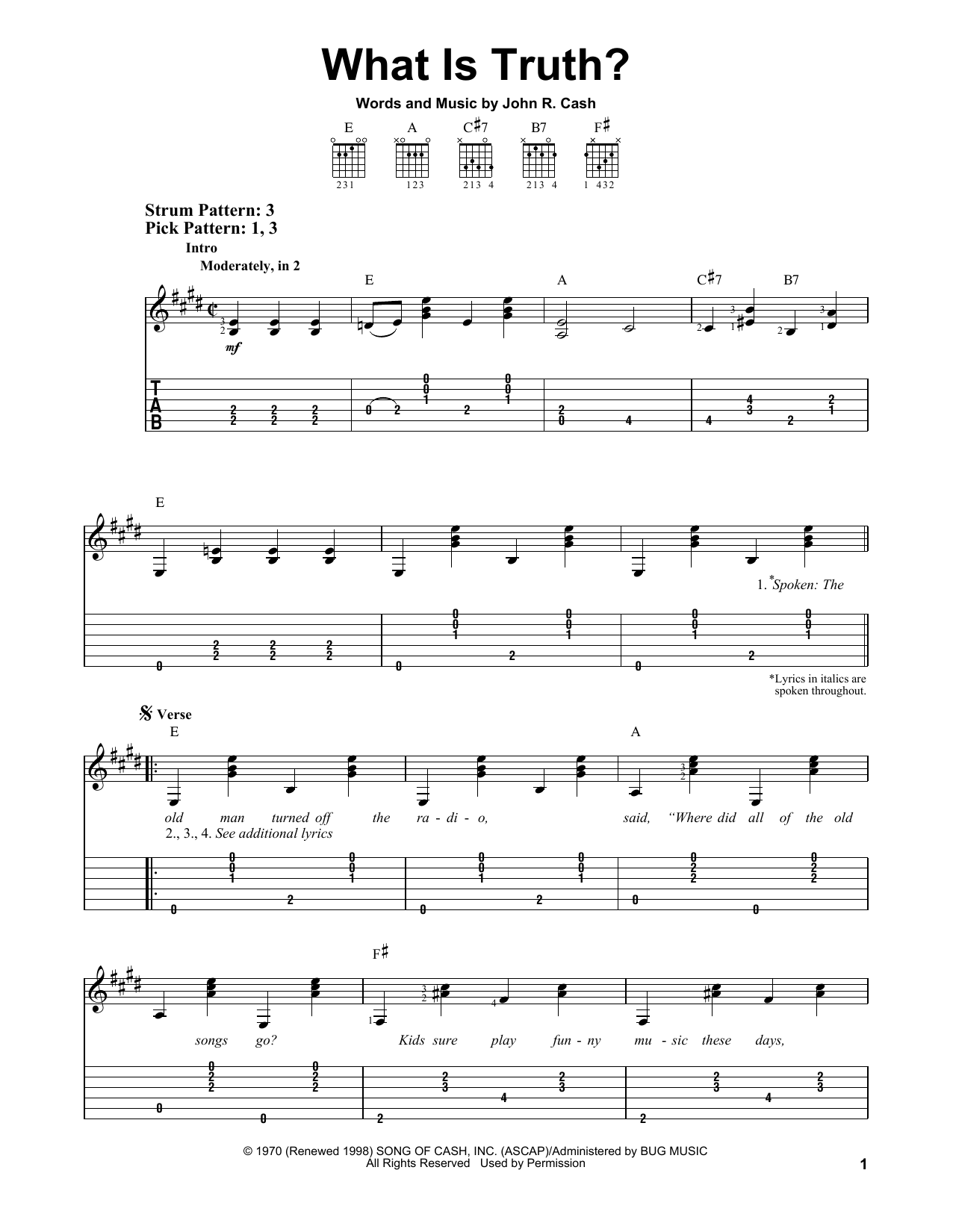 Download Johnny Cash What Is Truth? Sheet Music