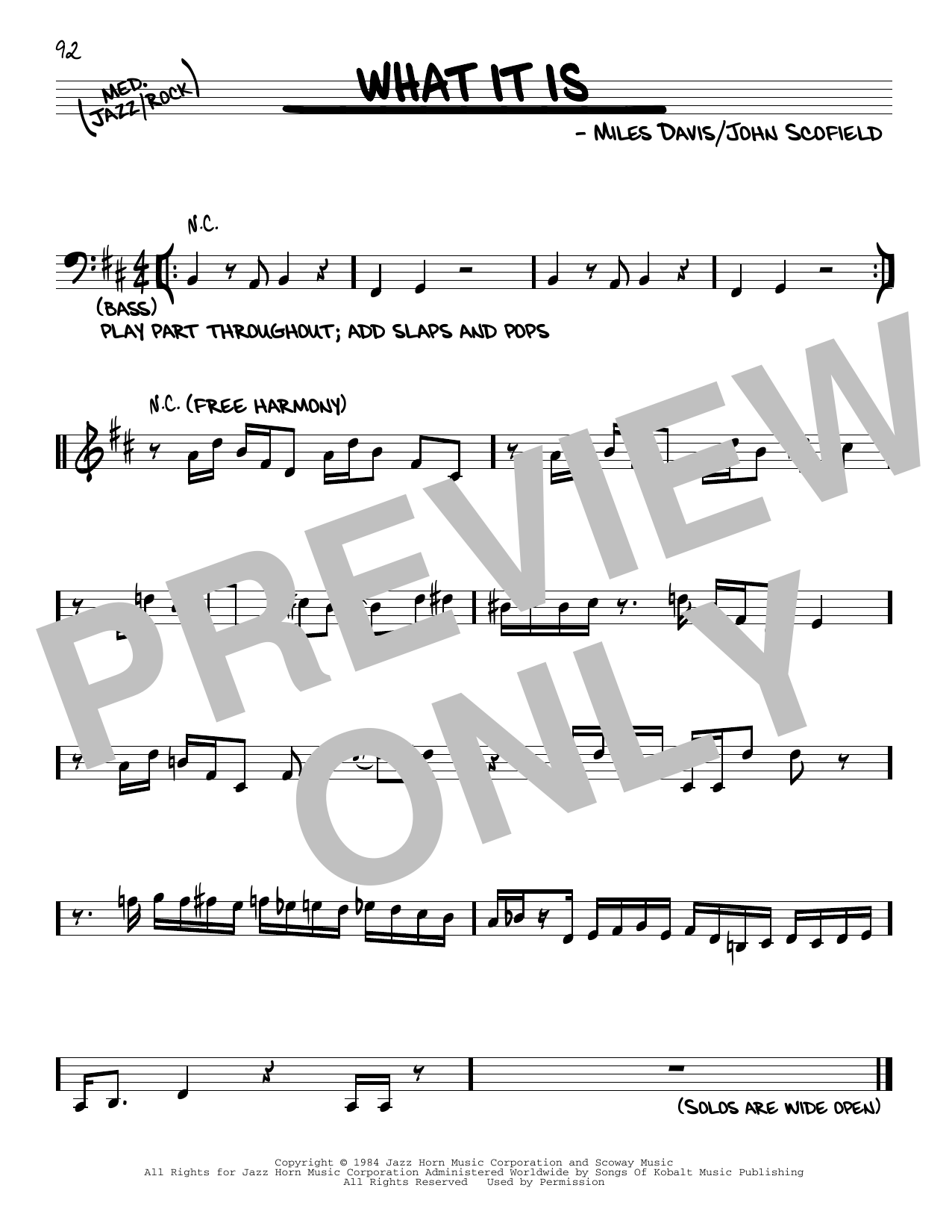 Download Miles Davis What It Is Sheet Music