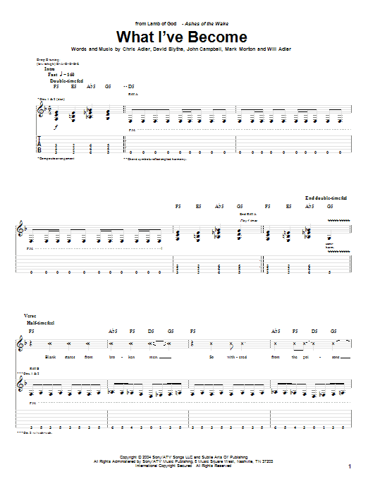 Download Lamb of God What I've Become Sheet Music