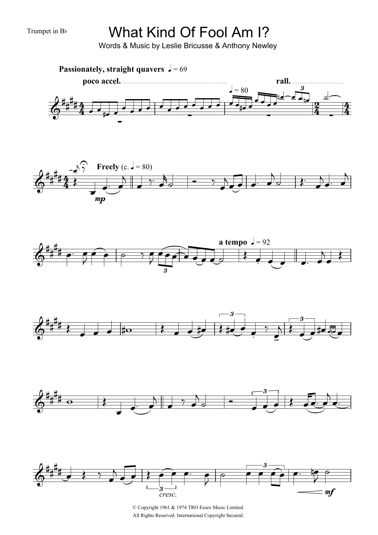 Download Frank Sinatra What Kind Of Fool Am I Sheet Music